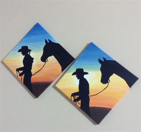 I call this set of paintings "Homeward Bound". Cowboy and cowgirl ...