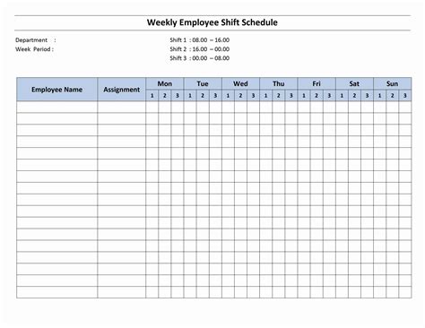 Free Monthly Work Schedule Template | Weekly Employee 8 Hour Shift - Free Printable Business ...