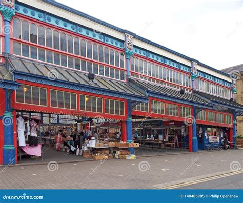 People Walking and Shopping at Stalls in Huddersfield Market in West ...