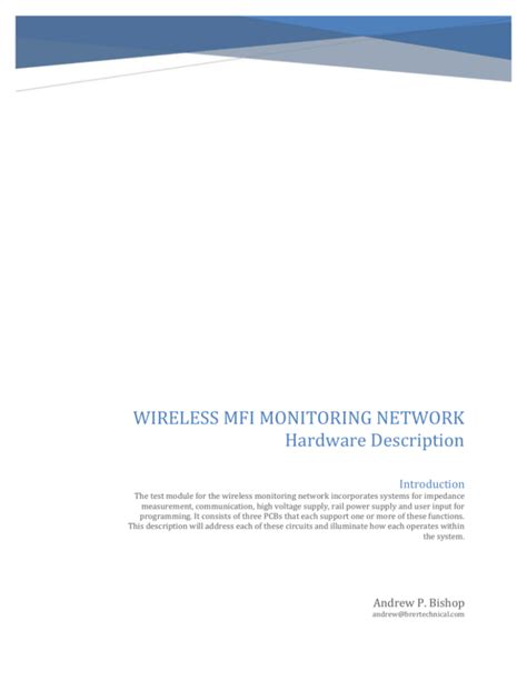 Wireless MFI Monitoring Network Hardware Description