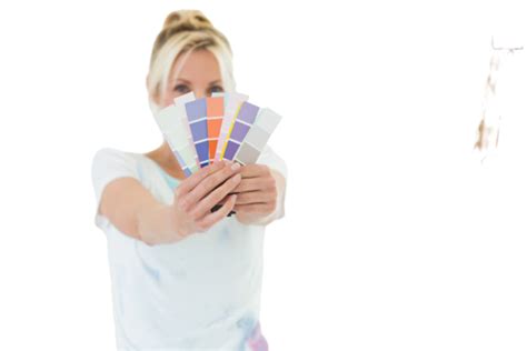 A Woman Holding Color Swatches In A New House With Blurred, House, Paint, Ladder PNG Transparent ...