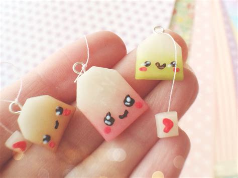 Set of 3 Kawaii Tea Bag Polymer Clay Charm by YunaCharms on Etsy, $5.50 ...