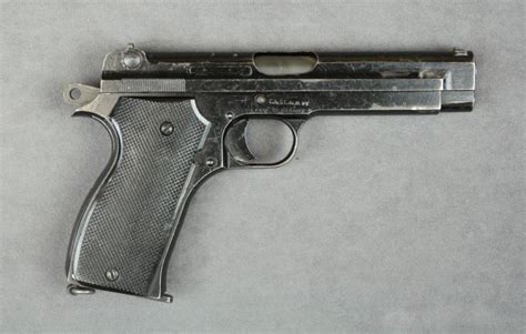 French MAB Model 1935 semi-auto pistol, import marked, 7.65mm cal., 4-1/4” barrel, black finish, c