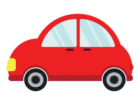 Icono de coche rojo plano clipart en diseño de ilustración de vector gráfico de dibujos animados ...