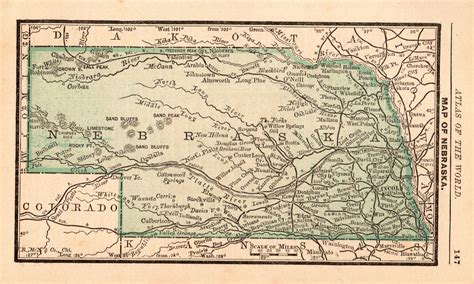 1888 Tiny NEBRASKA State Map Vintage MINIATURE Map of Nebraska Gallery ...