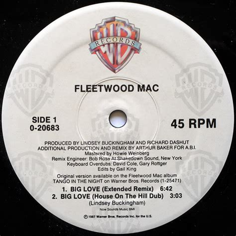 Fleetwood Mac – Big Love – Vinyl (12", 45 RPM + 2 more), 1987 [r139850 ...