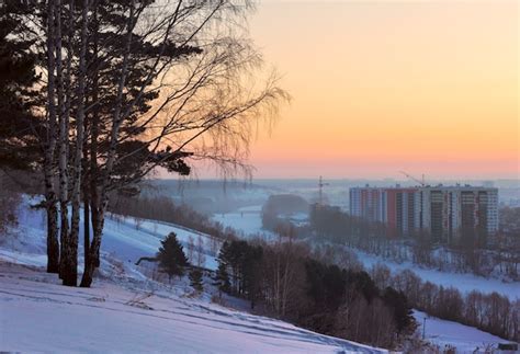 Premium Photo | Dawn over a winter city Novosibirsk