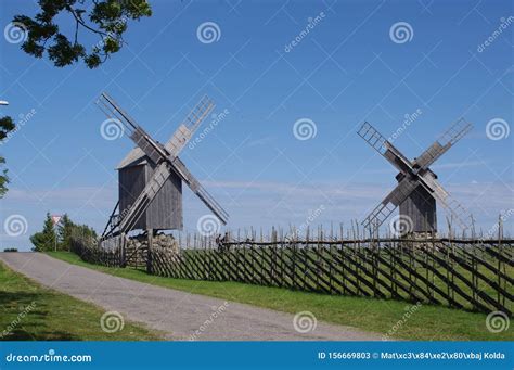 Windmills on Estonian Island Saaremaa Editorial Stock Photo - Image of ...