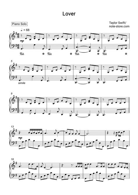 Lover Taylor Swift Piano Sheet Music