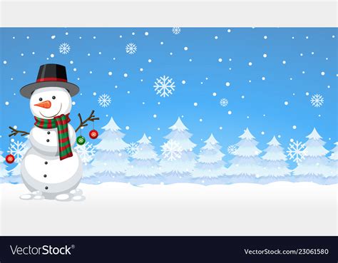 Snowman in the winter background Royalty Free Vector Image