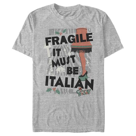 Men's A Christmas Story Fragile It Must Be Italian Graphic Tee Athletic Heather Large - Walmart.com