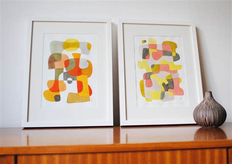 Mid Century Modern Abstract Art Print Poster 'Happy'