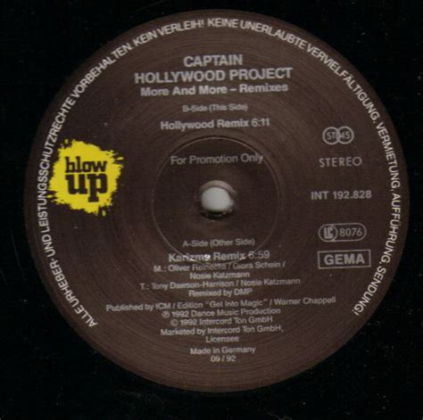 Captain Hollywood Project - More And More (Remixes) (1992, Vinyl) | Discogs