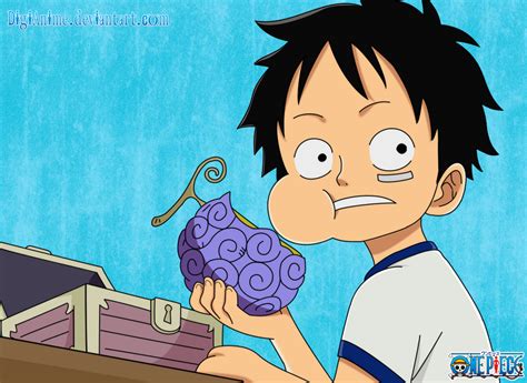 Luffy eating the Gum Gum Fruit by DigiAnime on DeviantArt