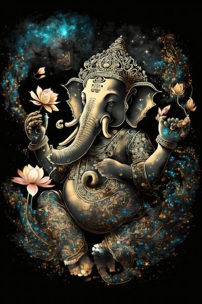 Premium Photo | Ai generated graphic design art of lord ganesha with ...