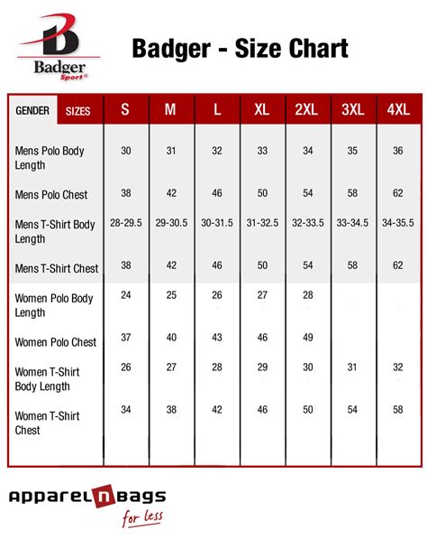 Badger Size Chart – Online Sizing Measurements