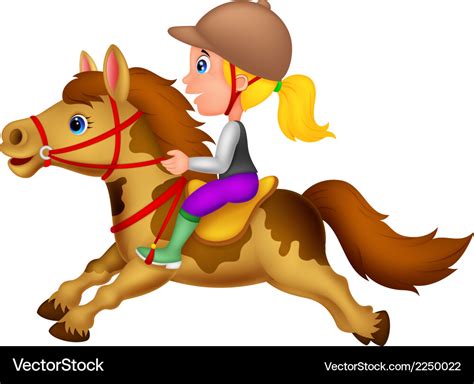 Cartoon little girl riding a pony horse Royalty Free Vector