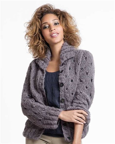 Free Knitting Pattern for a Mohair Eyelet Cardigan