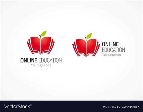 Online education logo apple book Royalty Free Vector Image