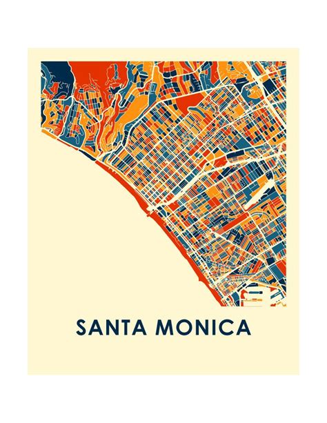 Santa Monica Map Print - Full Color Map Poster | Santa monica map, City ...