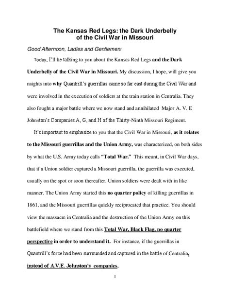 (DOC) The Kansas Red Legs: The Black Underbelly of the Civil War in Missouri