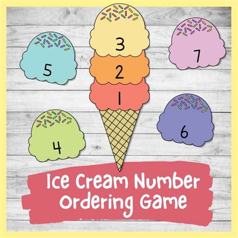 Ice Cream Number Ordering Game 1-10 (Summer Math Game) - Nurtured Neurons