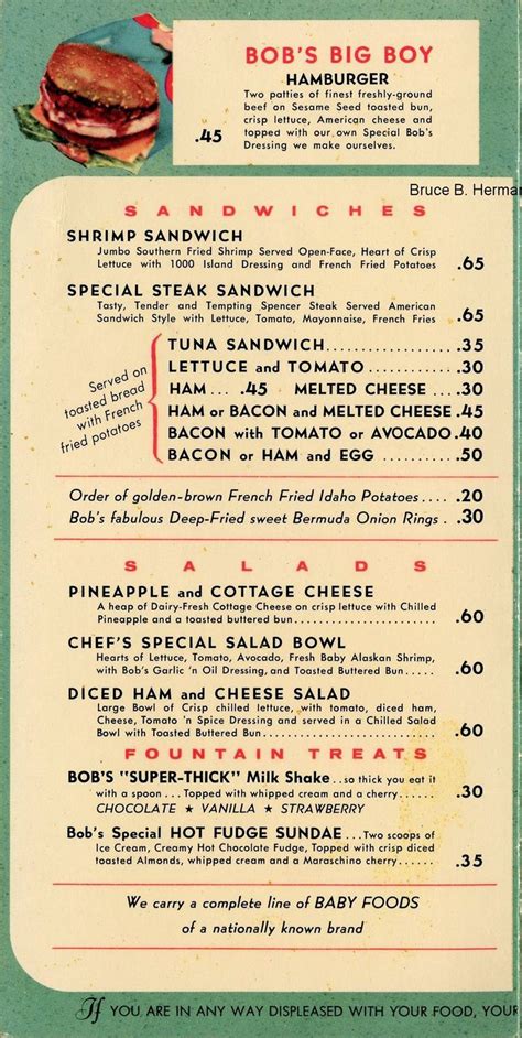 bob's drive in menu - Jonie Schaffer