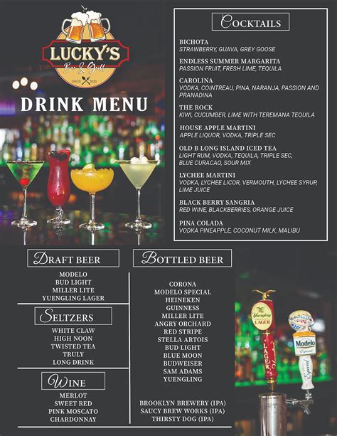 DRINK MENU | Lucky Bar Grill