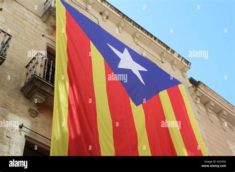 A Large Catalonia Independence Flag Hangs From An Old Building In ...