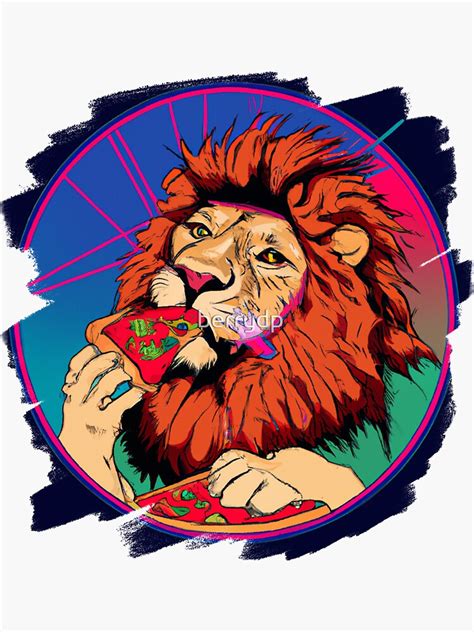 "Lion Eating Pizza Funny Lion Cool Pizza" Sticker for Sale by berrydp | Redbubble