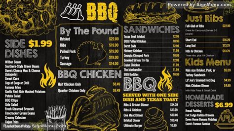 BBQ Chalkboard Menu for restaurant and restaurant marketing