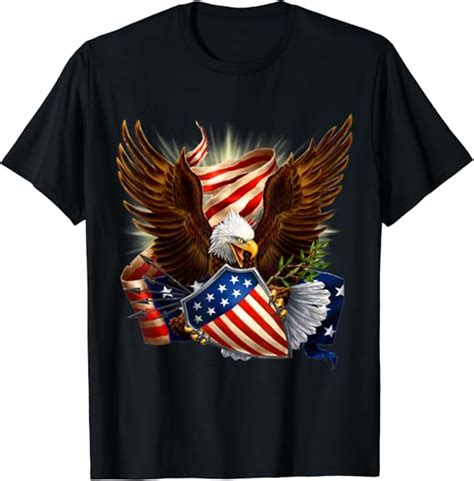 Amazon.com: USA Flag Bald Eagle with American Flag T-Shirt: Clothing