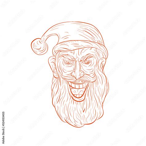 Evil Santa Claus Head Drawing Stock Illustration | Adobe Stock