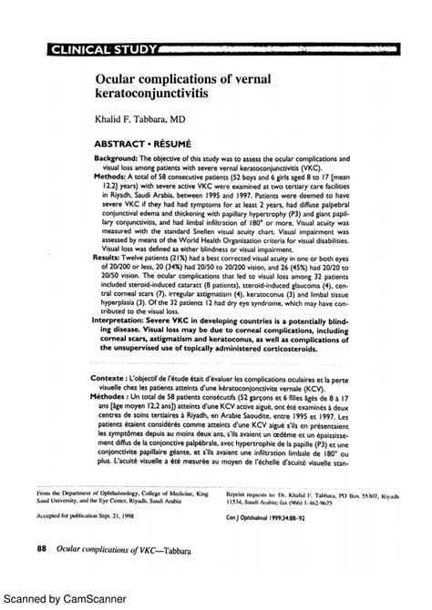 (PDF) Ocular complications of vernal keratoconjunctivitis