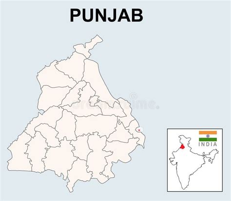 Punjab Map. Political and Administrative Map of Punjab with Districts ...