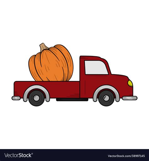 Pumpkin truck hand drawn design template isolated Vector Image