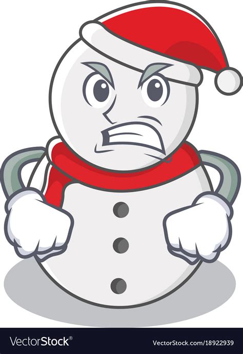 Angry snowman character cartoon style Royalty Free Vector