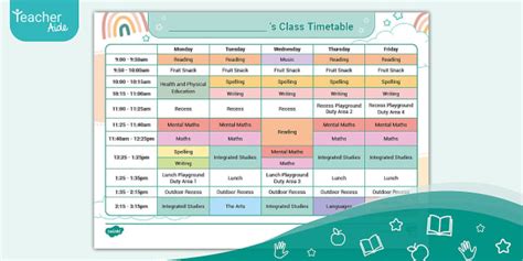 Teacher Aide Editable Timetable (teacher made) - Twinkl