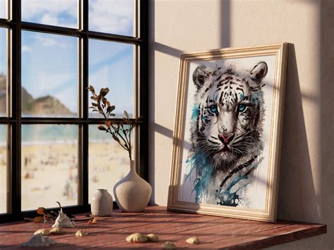 Printable Baby White Tiger Portrait Home Wall Decor Wall Art Home Gift ...