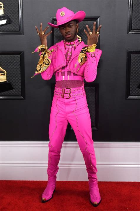 Lil Nas X 2020 Grammy Awards Suit: Wears Pink Versace Cowboy Outfit