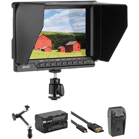 Elvid 7" 4K On-Camera Monitor with Battery, Articulating Arm,