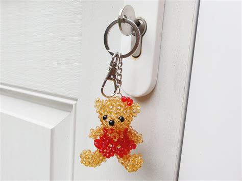 Crystal Beaded Mini Teddy Bear keychain 100% handmade