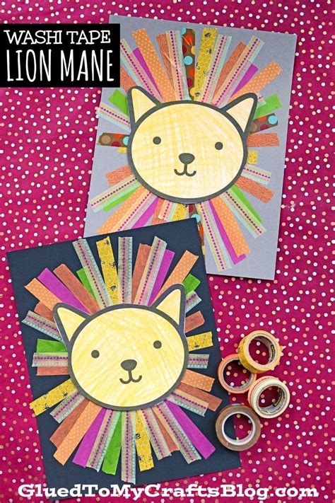 Washi tape lion mane craft idea for kids – Artofit