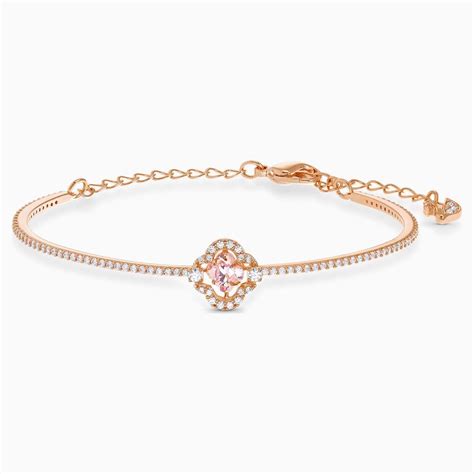 SWAROVSKI Sparkling Dance Clover Bangle – Pink & Rose-Gold Tone Plated - Gemorie in 2021 ...