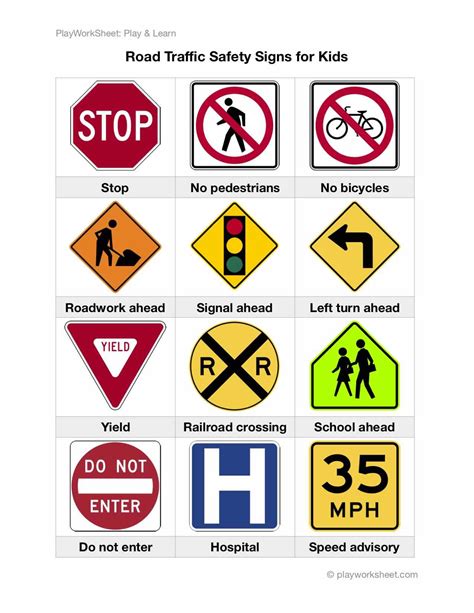 Road Signs For Kids Worksheets | Road safety signs, Kindergarten ...