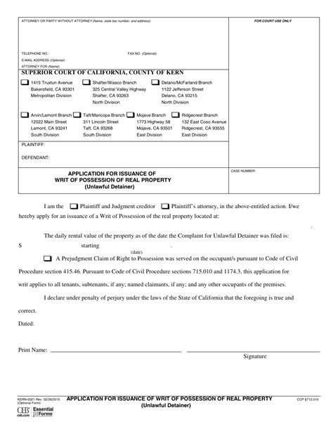 Form KERN-0021 - Fill Out, Sign Online and Download Printable PDF, County of Kern, California ...