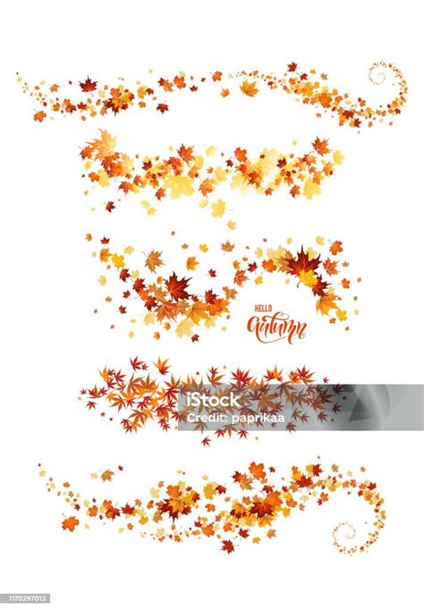 Yellow Leaves Borders Stock Illustration - Download Image Now - Autumn Leaf Color, Swirl Pattern ...