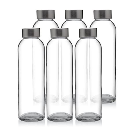 6-Pack California Home Goods Glass Water Bottles (16 Oz) - Tanga