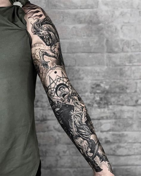 Chimera and Bellerophon Sleeve | Full arm tattoos, Full sleeve tattoos ...