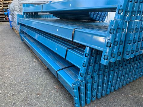 6 - BLUE 8' X 4' INDUSTRIAL PALLET RACK UPRIGHTS & 30 - 8' HEAVY DUTY CROSSBARS